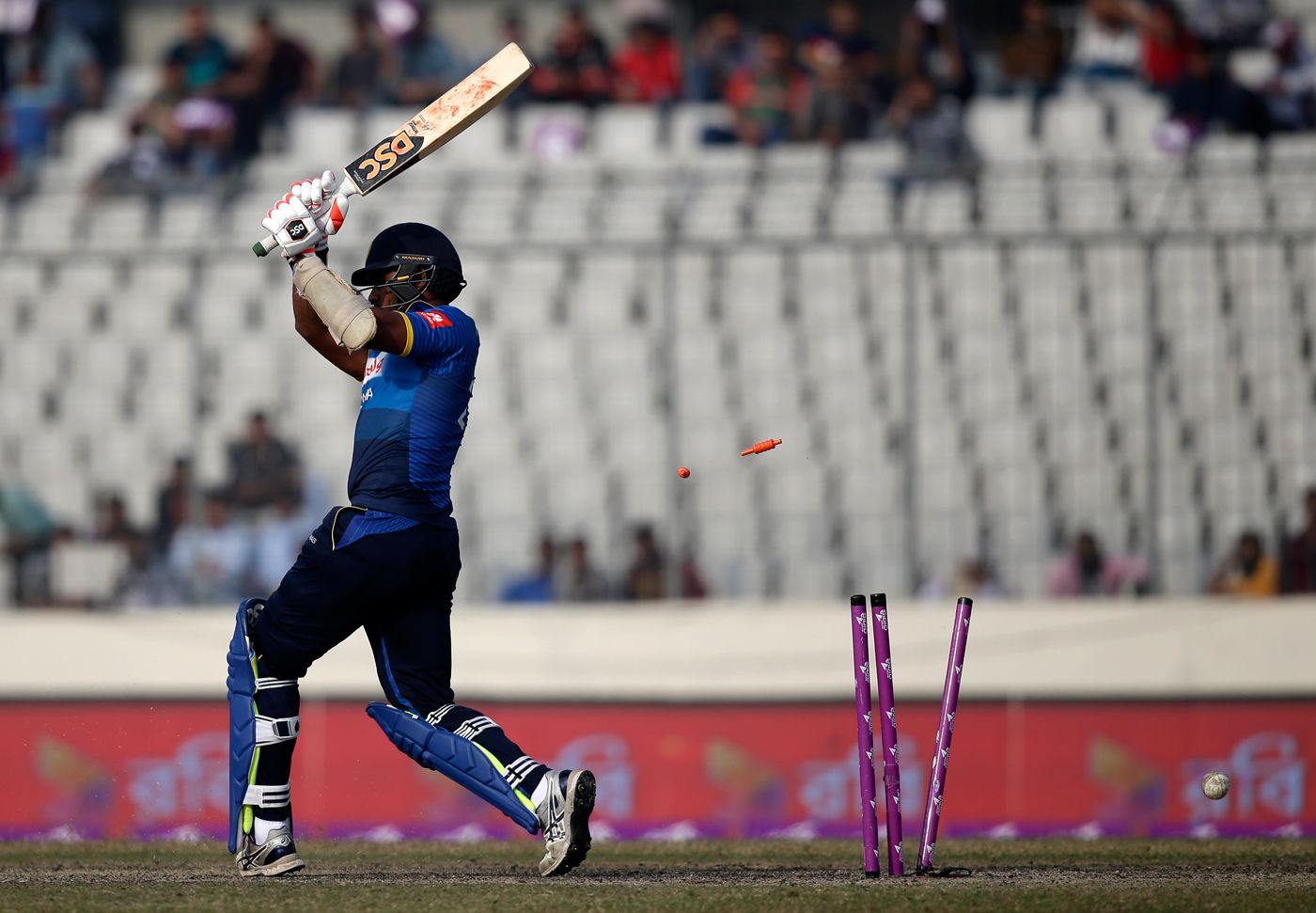 Debutant Shehan Madushanka was bowled by Rubel Hossain for 7