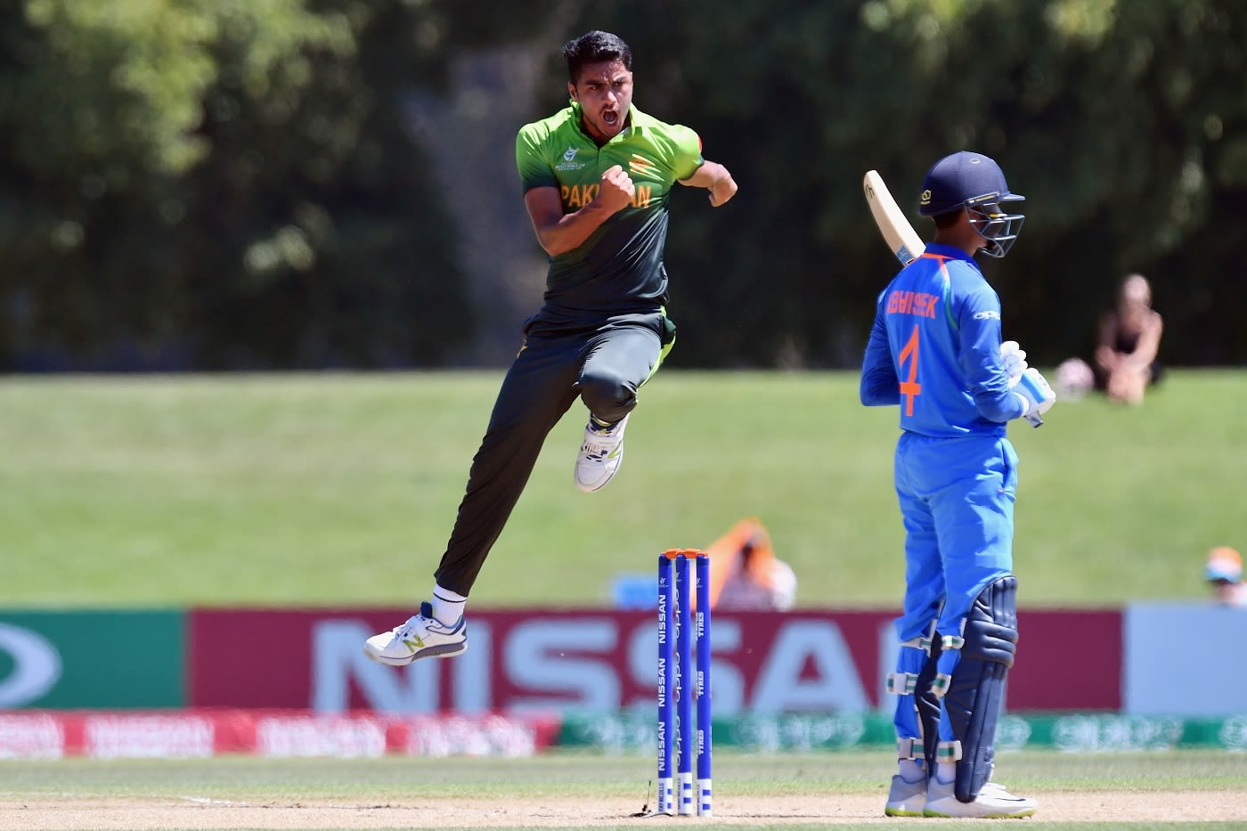 Arshad Iqbal celebrates a dismissal