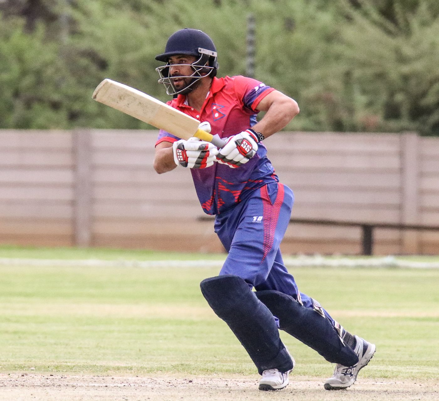 Sharad Vesawkar drives down the ground