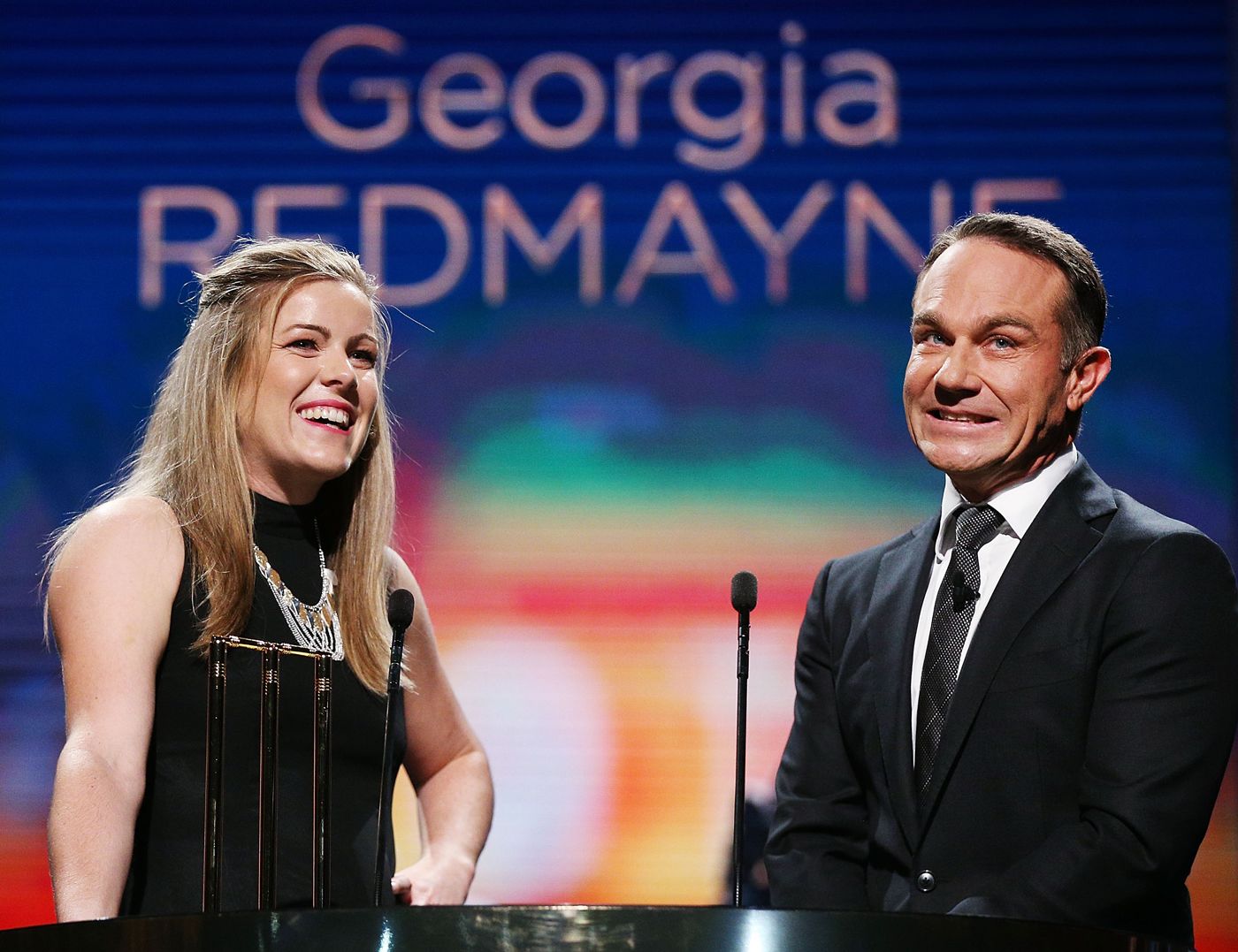 Georgia Redmayne shares a laugh with Michael Slater