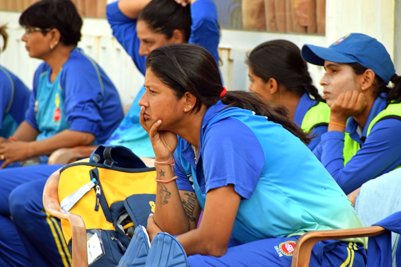 Rumeli Dhar looks on from the dugout