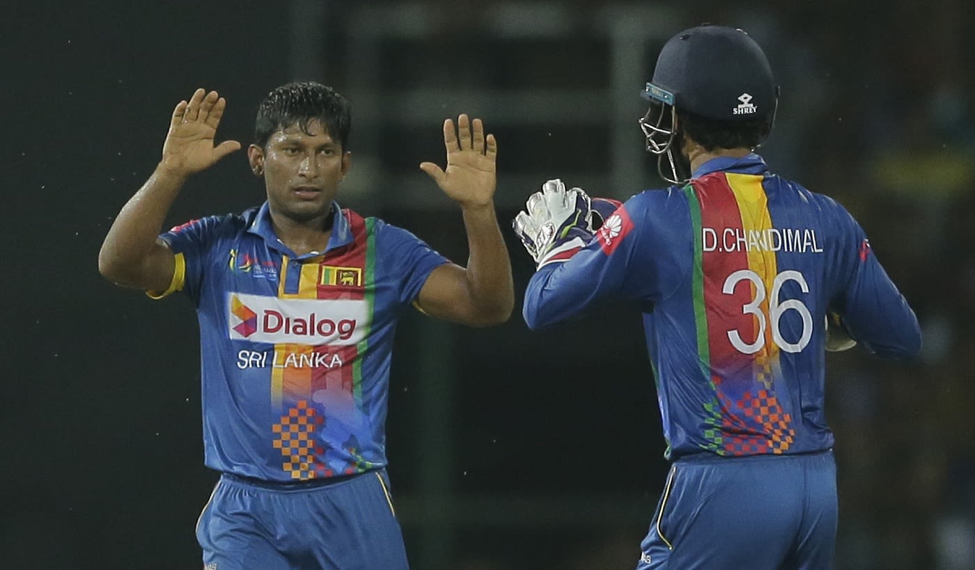 Jeevan Mendis celebrates a wicket
