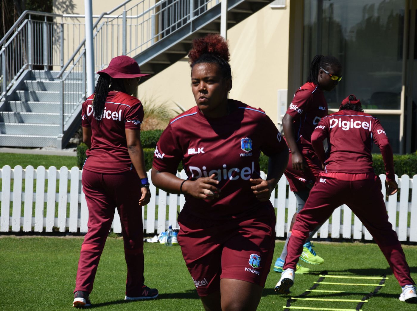 Reniece Boyce goes through training drills