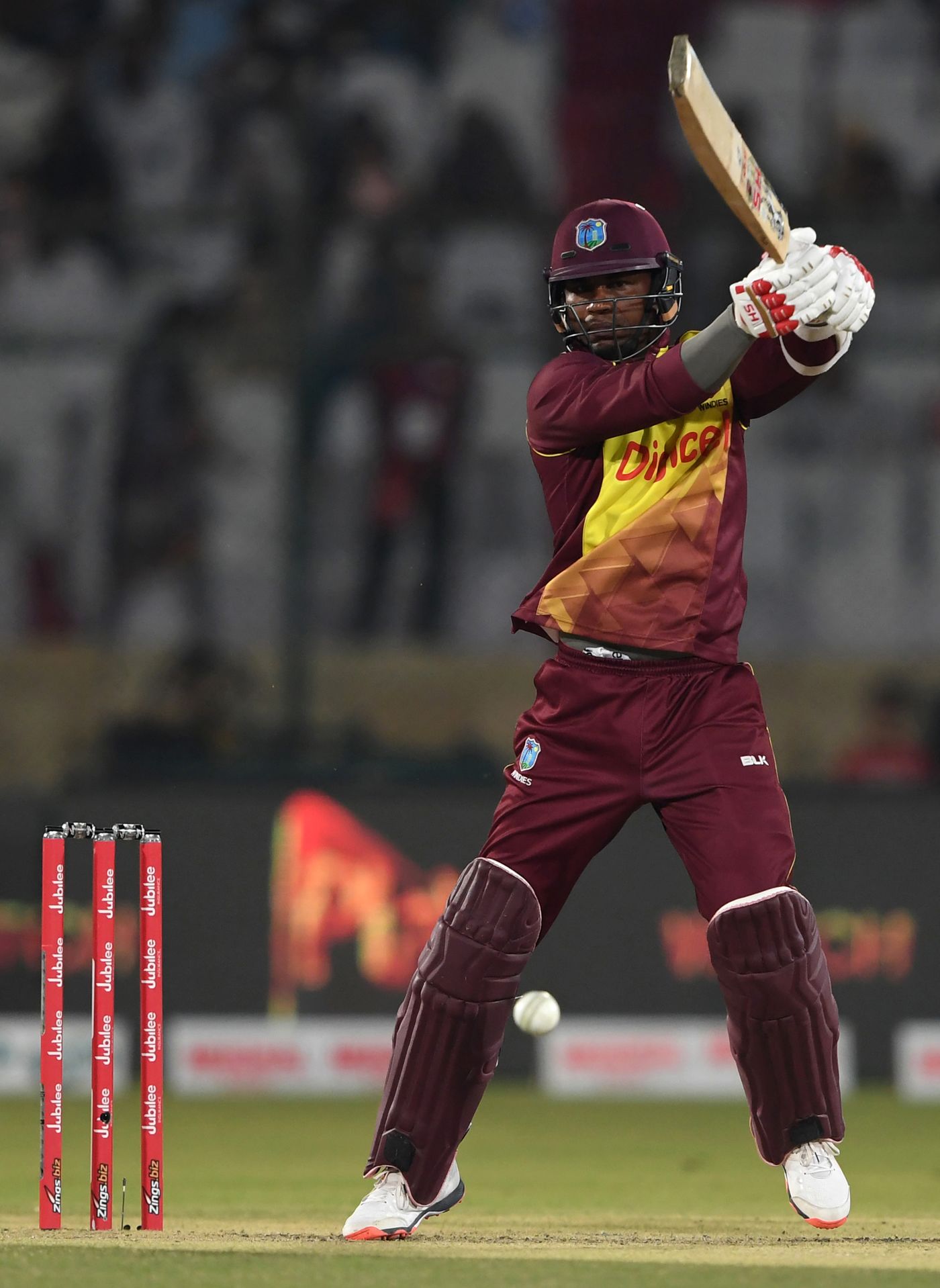 Marlon Samuels flays one through the off side