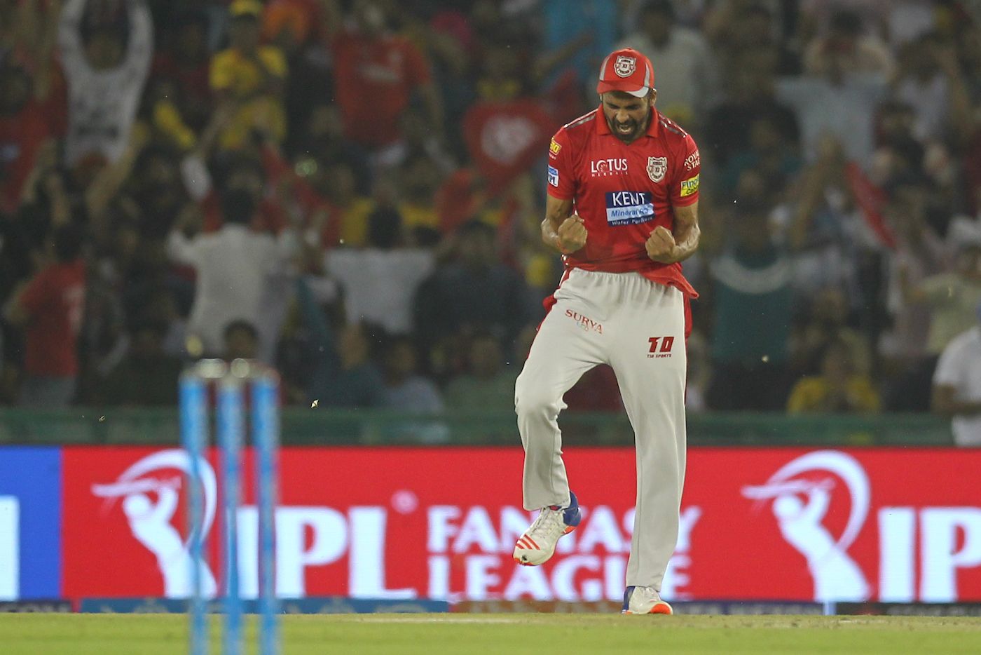 Barinder Sran is thrilled after taking a catch