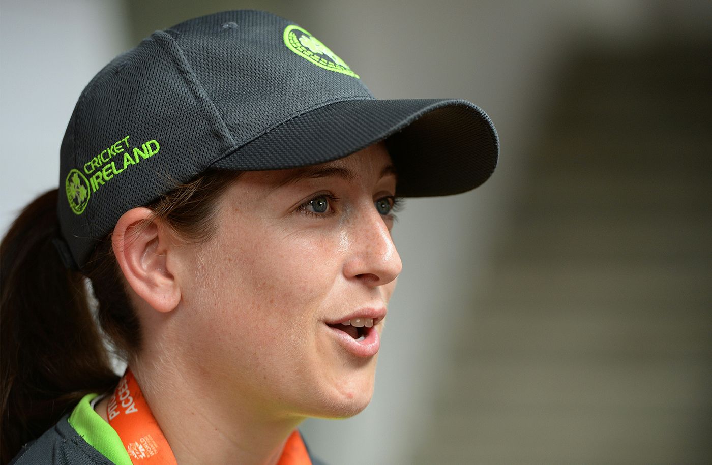 Ireland captain Isobel Joyce talks to the media