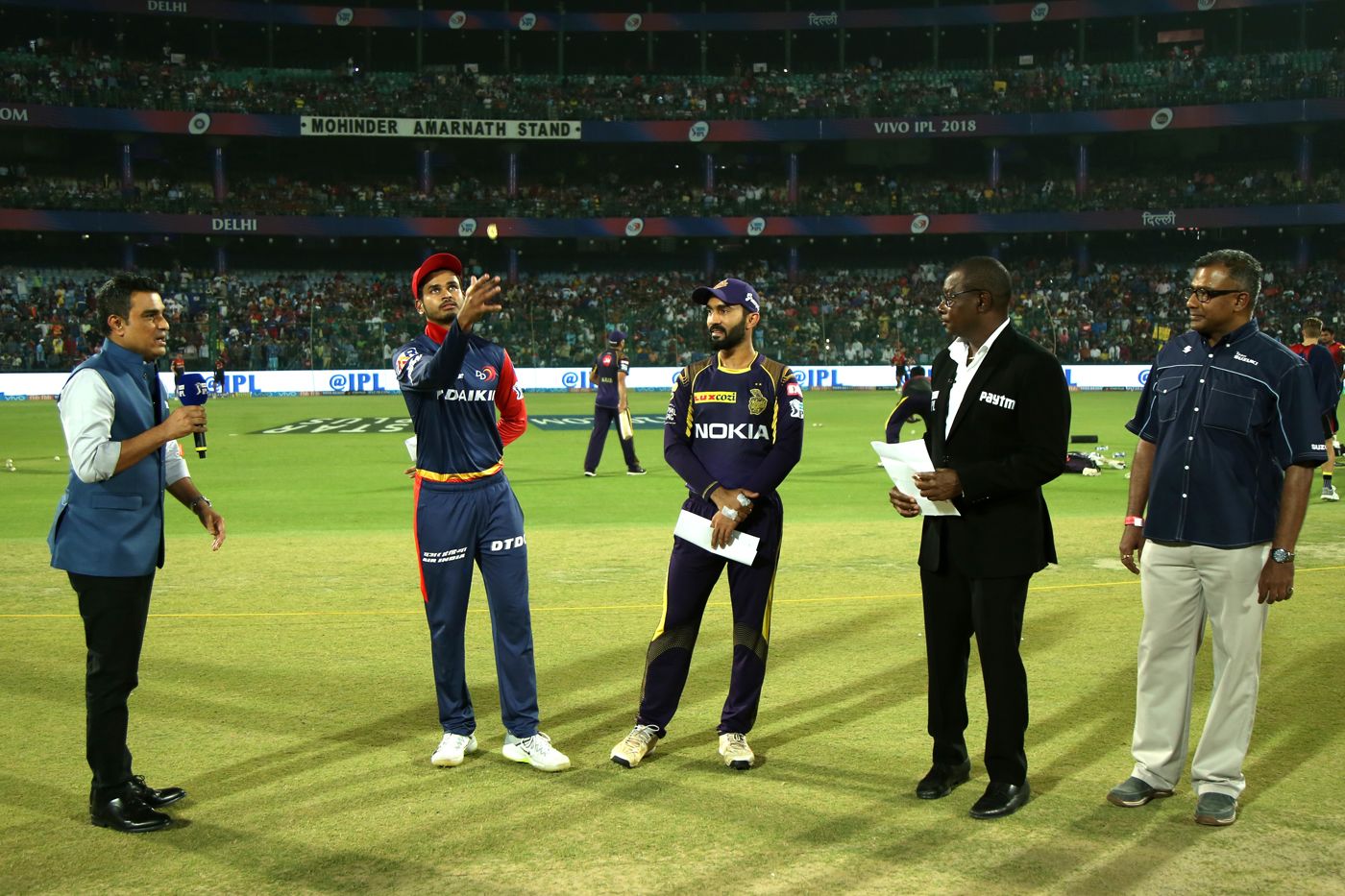 Shreyas Iyer tosses the coin for the first time in his IPL career