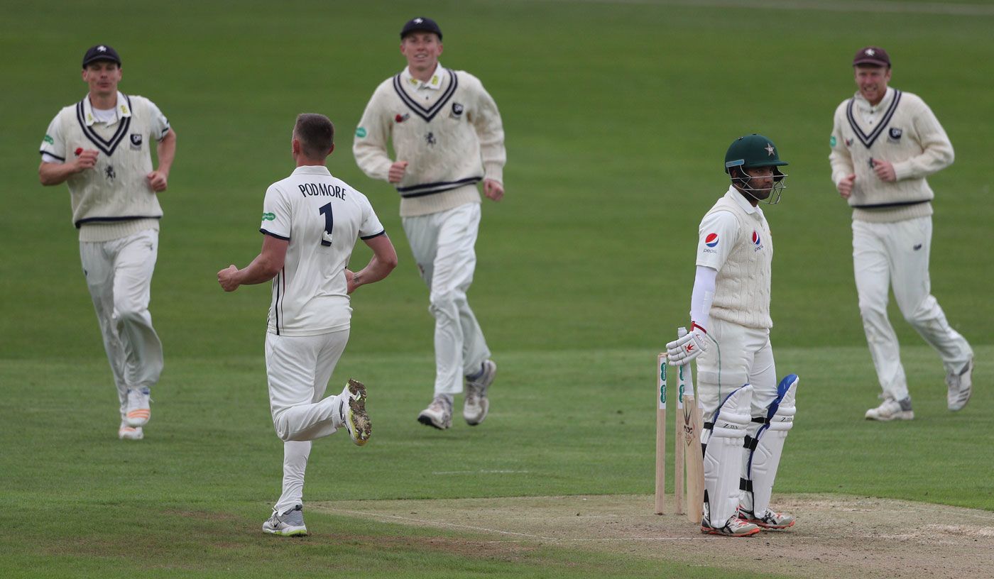 Harry Podmore removed Sami Aslam lbw