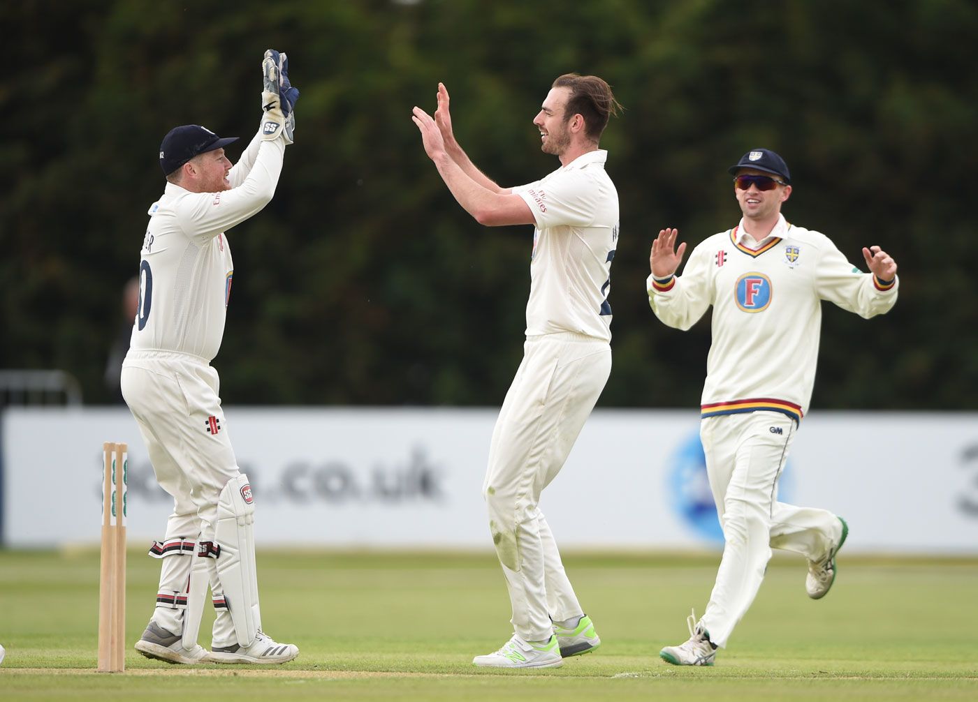 James Weighell celebrates a wicket