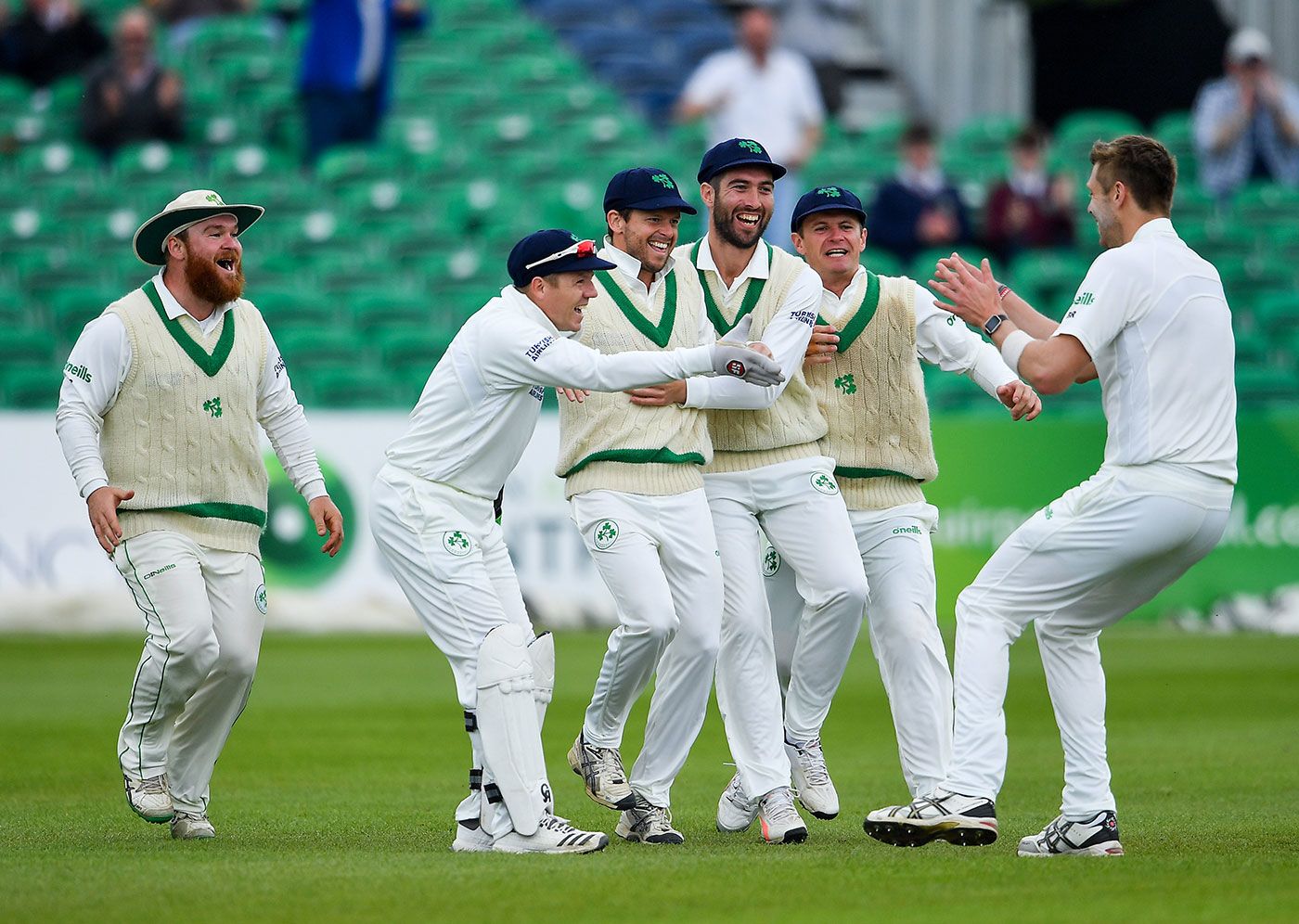 Ed Joyce scooped the wicket of Haris Sohail in the gully