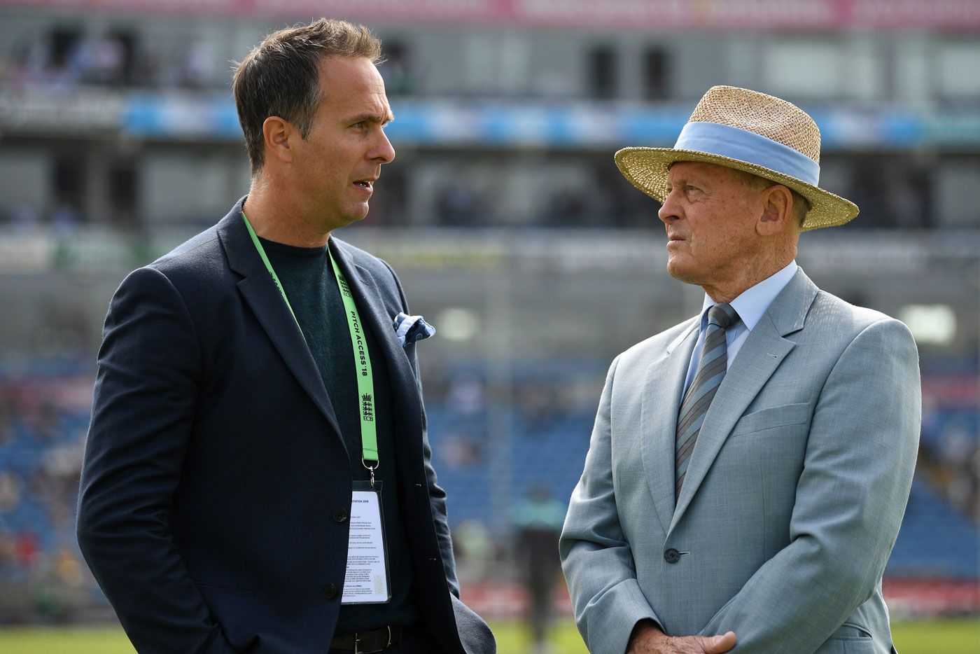 Michael Vaughan and TMS colleague Geoffrey Boycott
