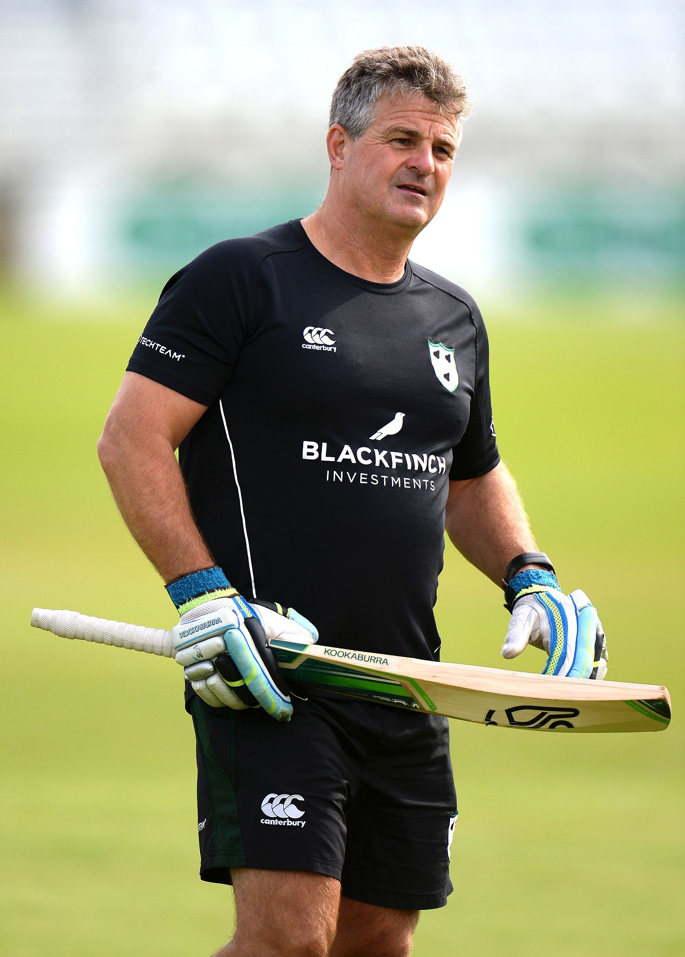 Steve Rhodes engages the players in a fielding session