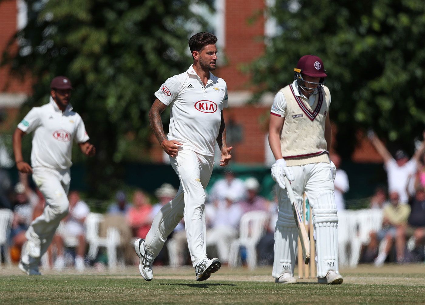 Jade Dernbach took four wickets to hasten Surrey's victory