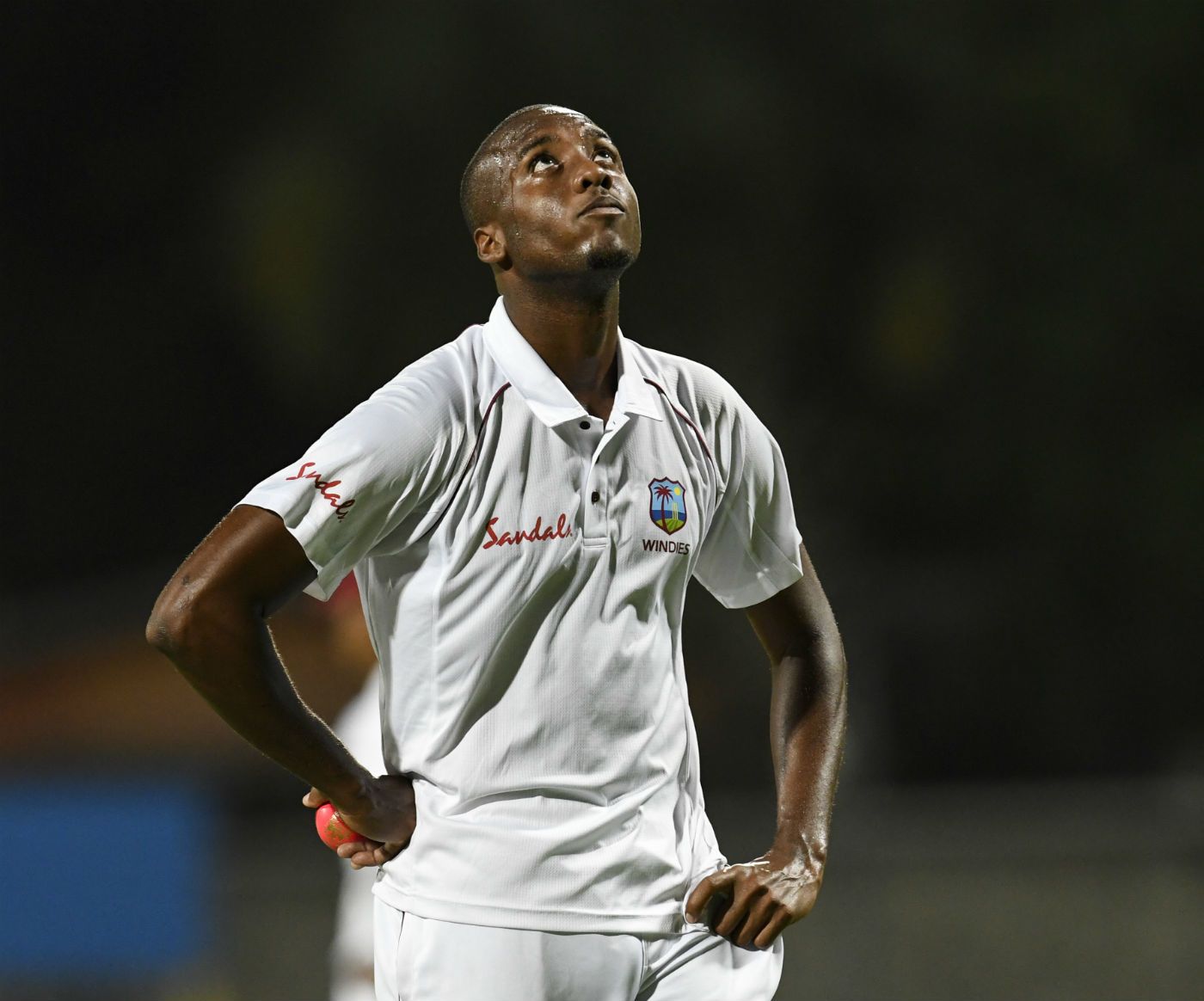 Miguel Cummins looks up to the heavens after getting a wicket off a no-ball