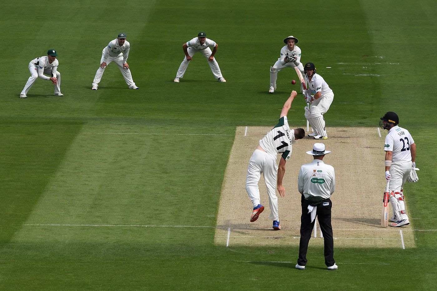 Jack Shantry in mid-delivery