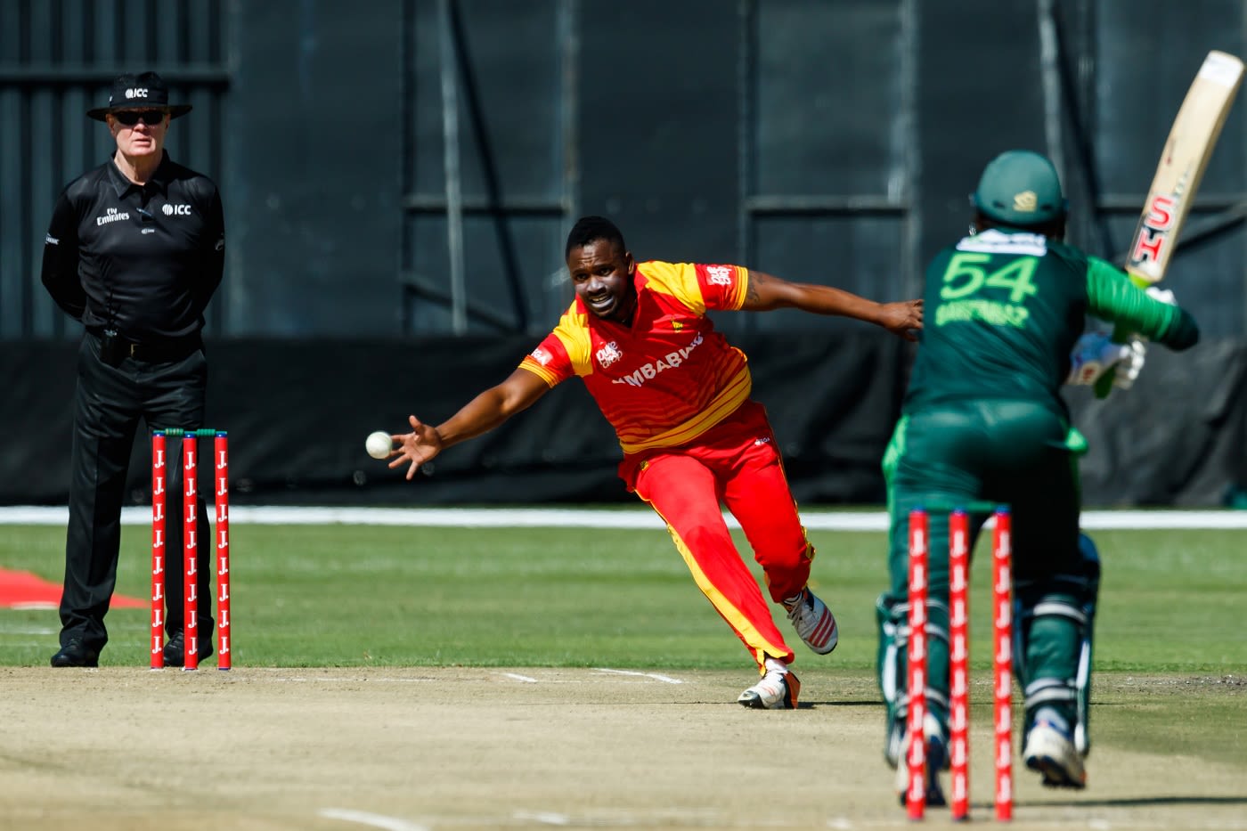 Chamu Chibhabha fields off his own bowling