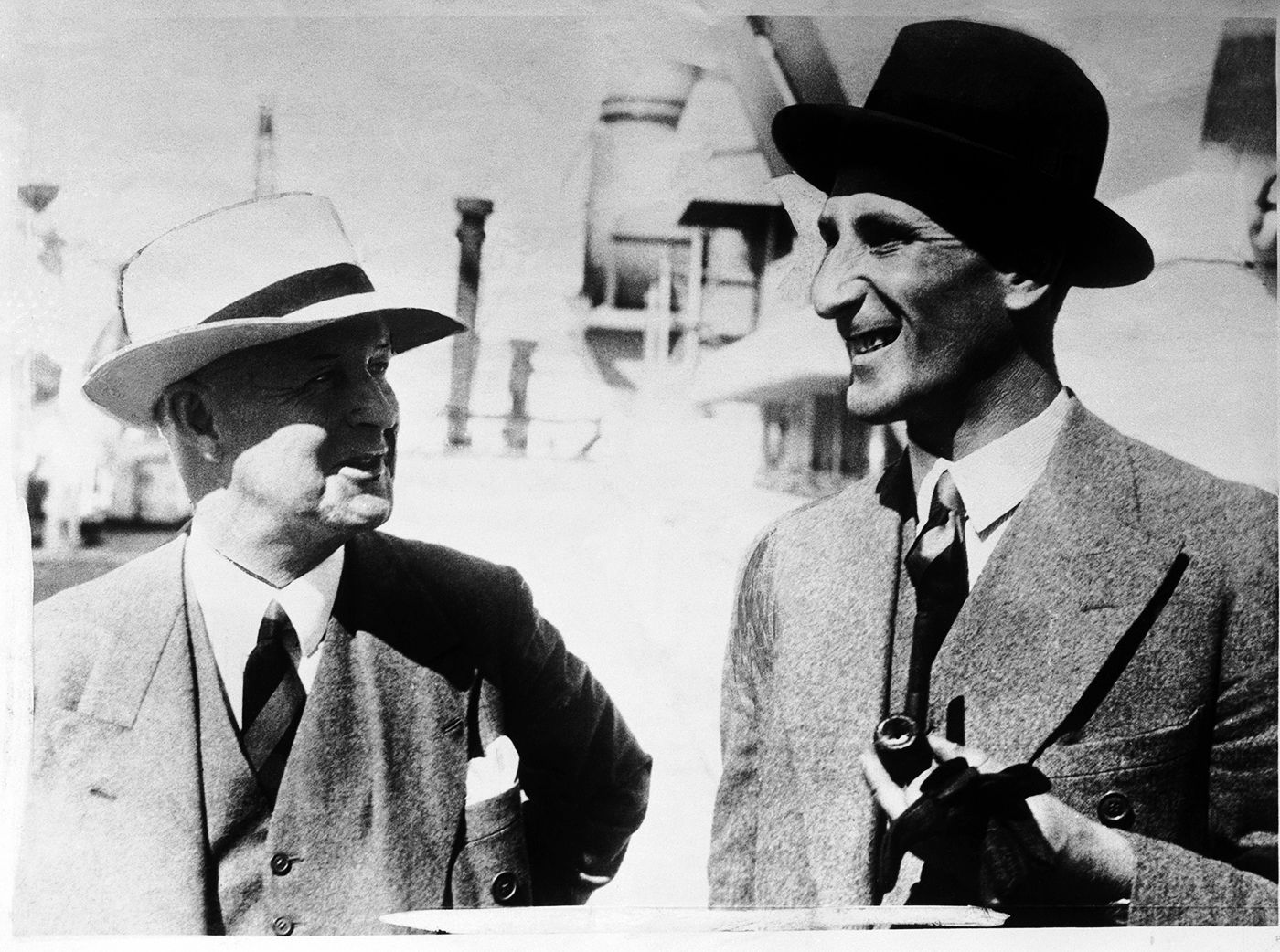 Pelham Warner and Douglas Jardine on England's arrival in Australia for the 1932-33 Bodyline Ashes