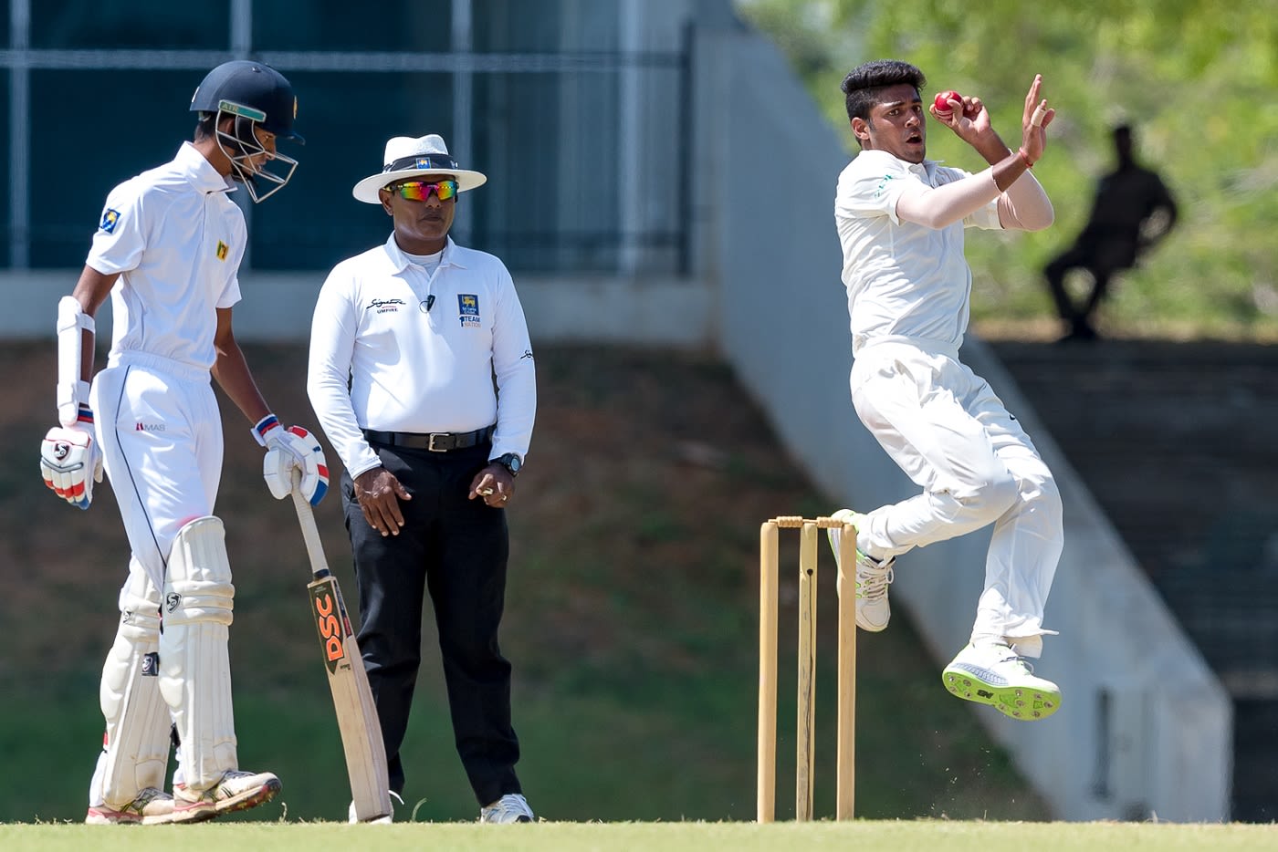 Mohit Jangra goes through his delivery stride