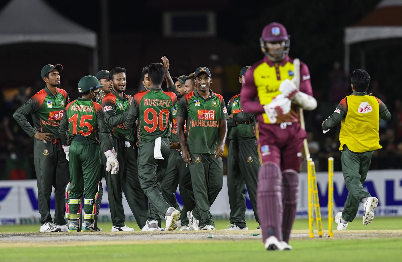 Marlon Samuels was bowled by Shakib Al Hasan