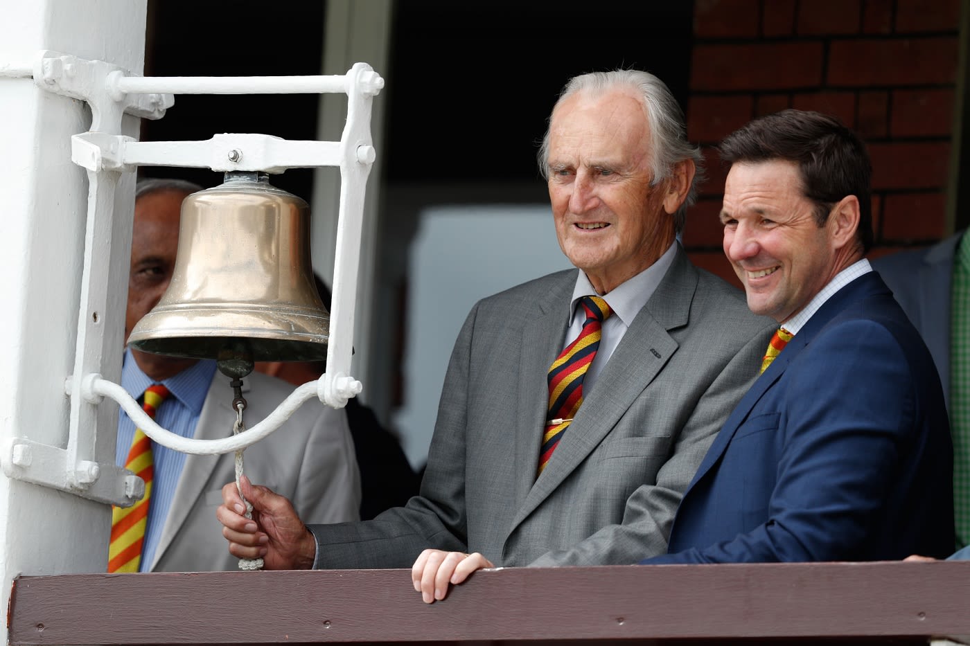 Ted Dexter rings the five-minute bell at Lord's