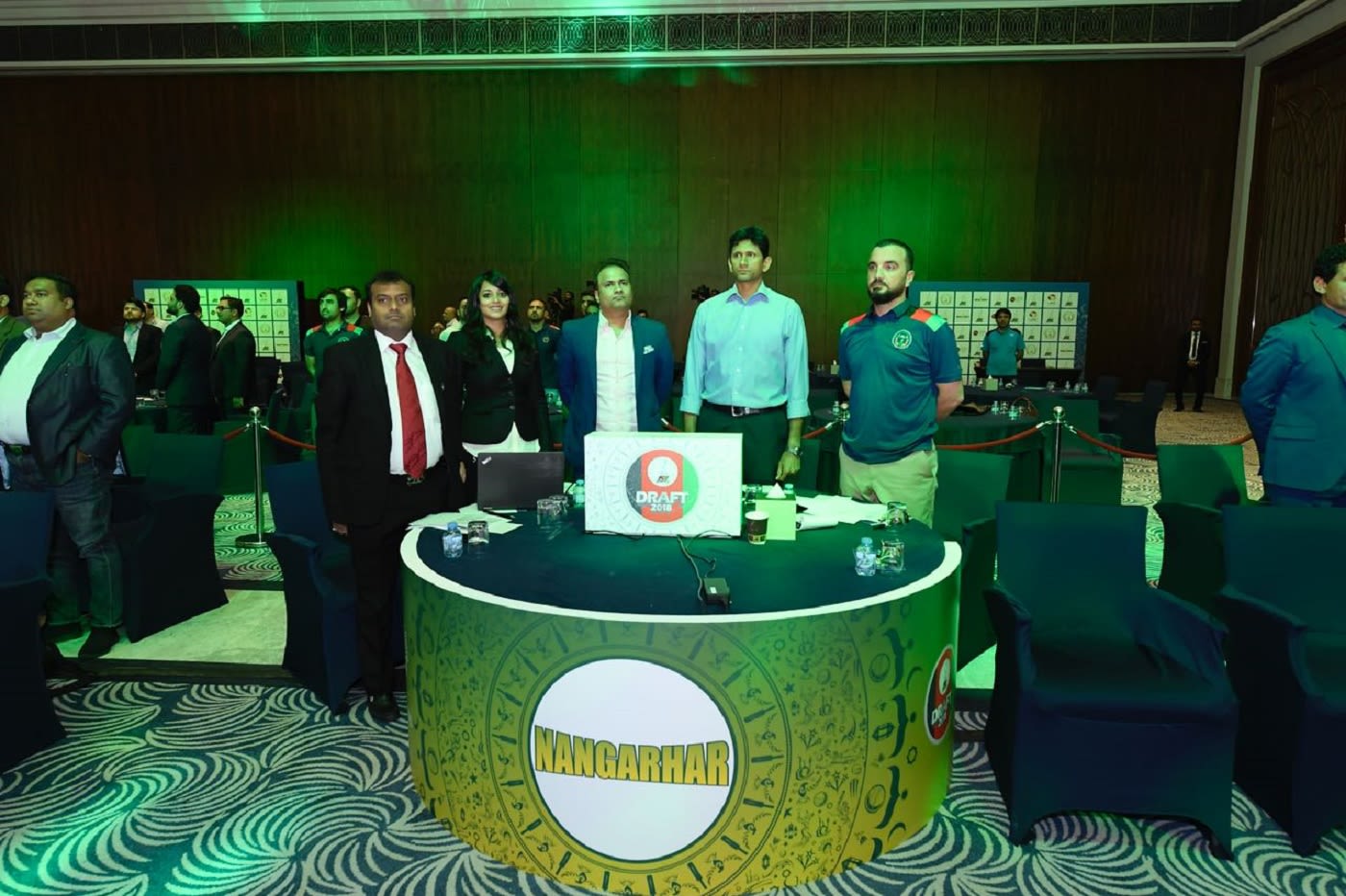 The Nangarhar franchise, coached by Venkatesh Prasad, pose for a picture