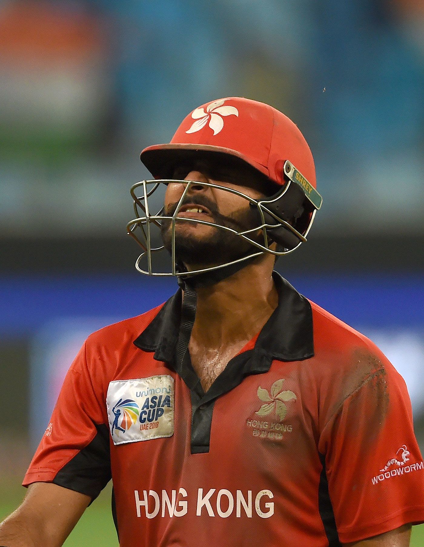Anshy Rath grimaces after being dismissed