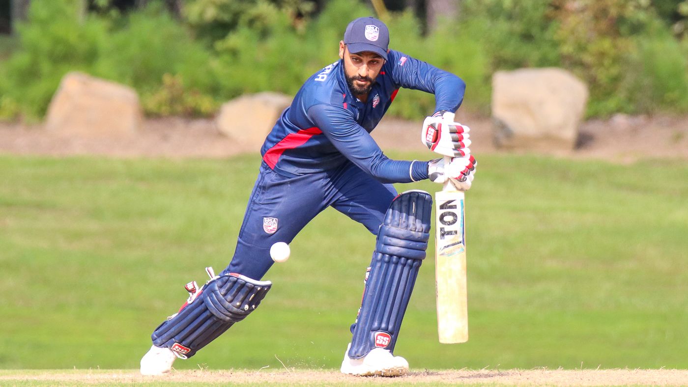 Jaskaran Malhotra pushes for a sharp run through point