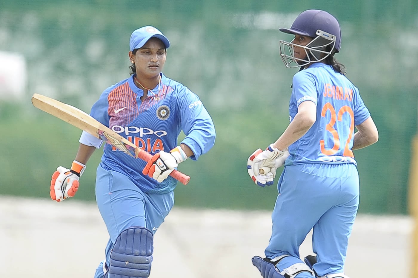 Anuja Patil and Jemimah Rodrigues take a run during their match-winning partnership