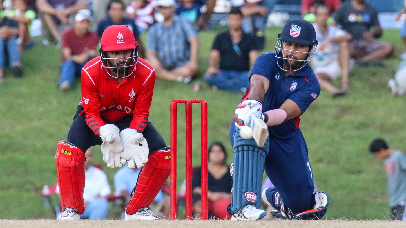Sunny Sohal connects with a reverse sweep for four