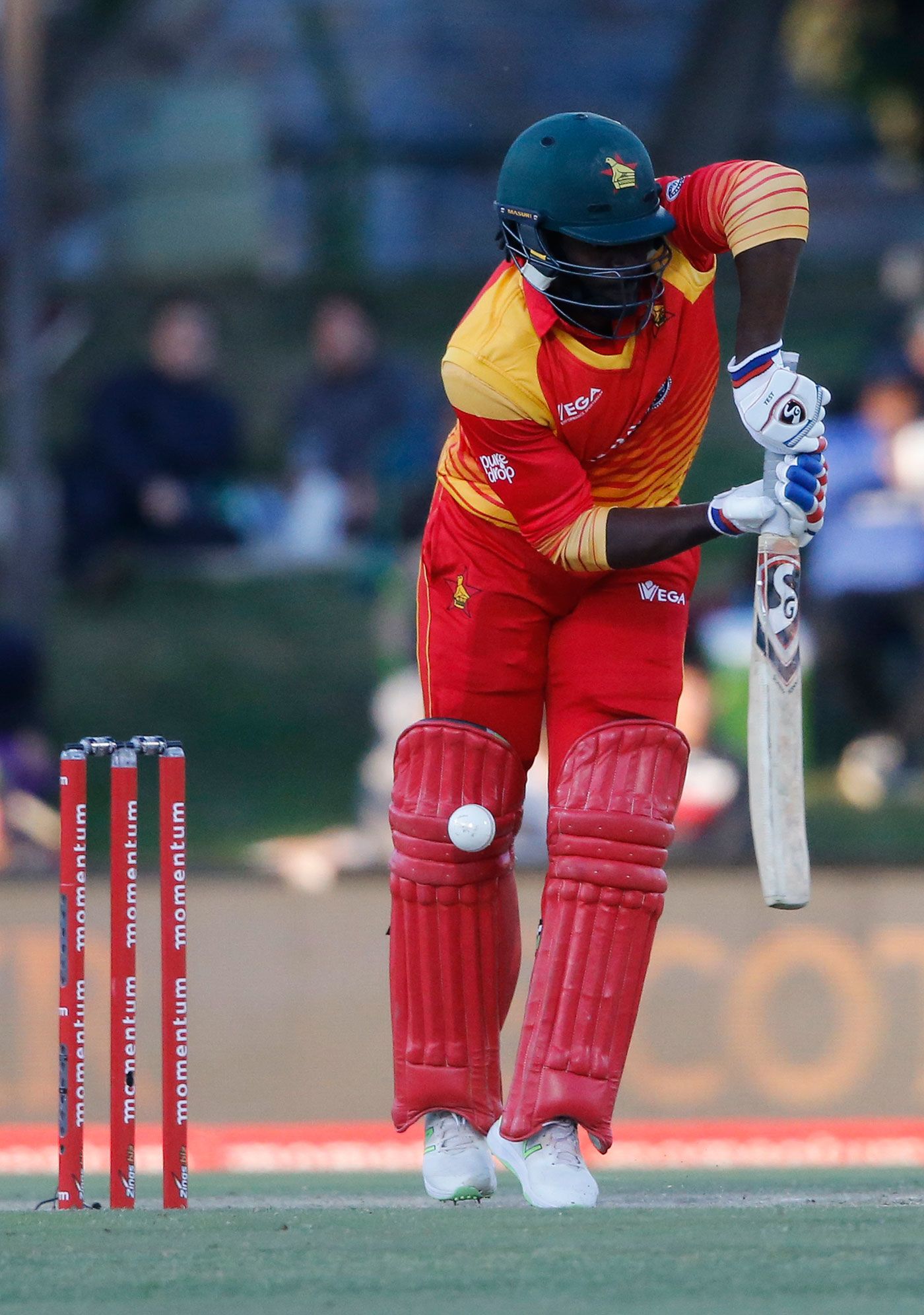 Solomon Mire is struck on the back leg