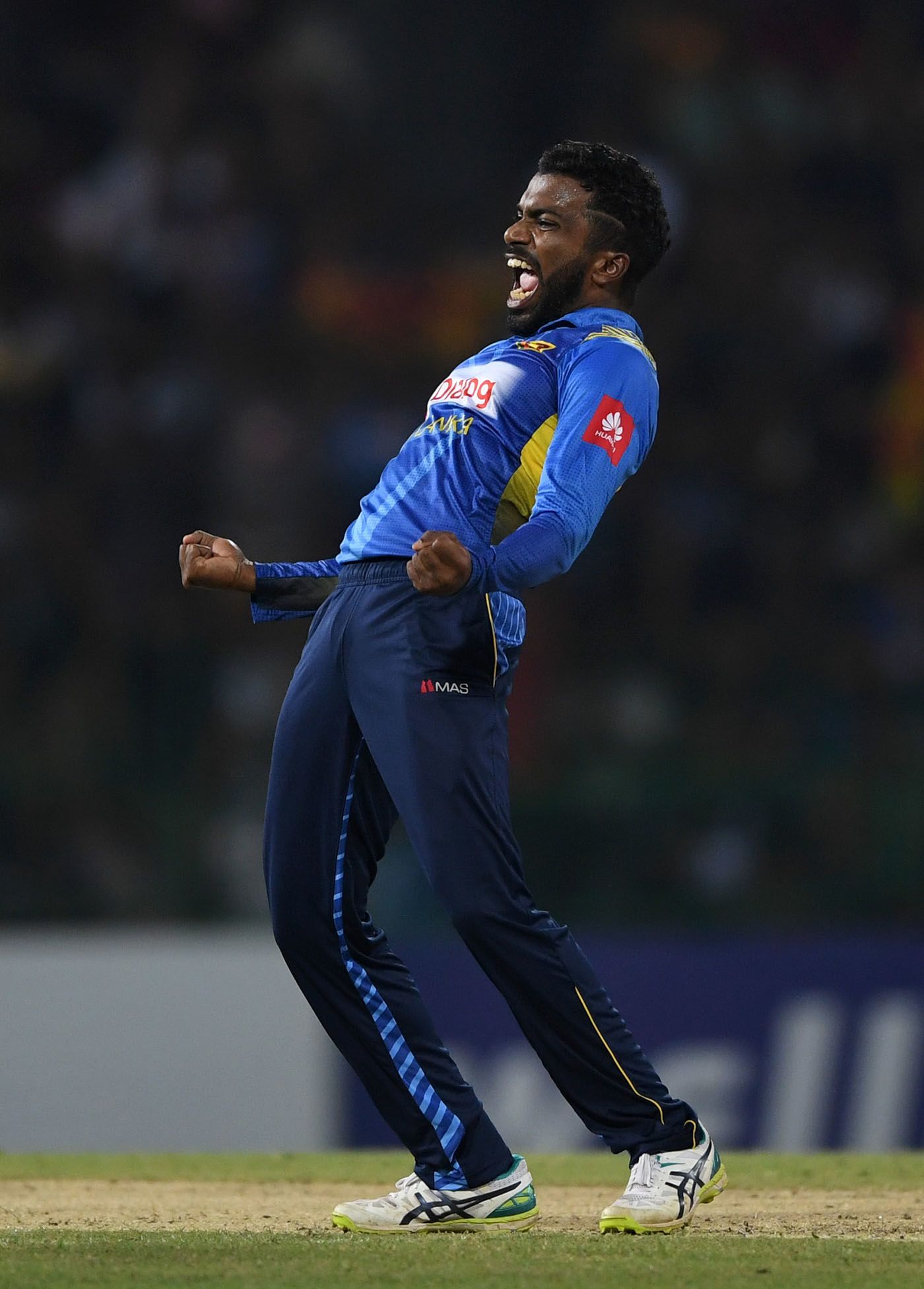 Amila Aponso claimed two wickets in an over