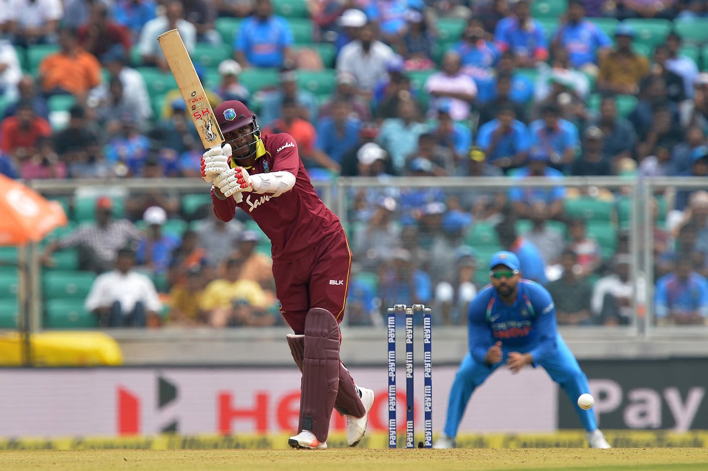 Marlon Samuels flicks through midwicket