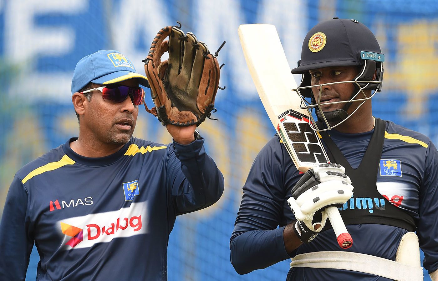 Thilan Samaraweera and Angelo Mathews at nets
