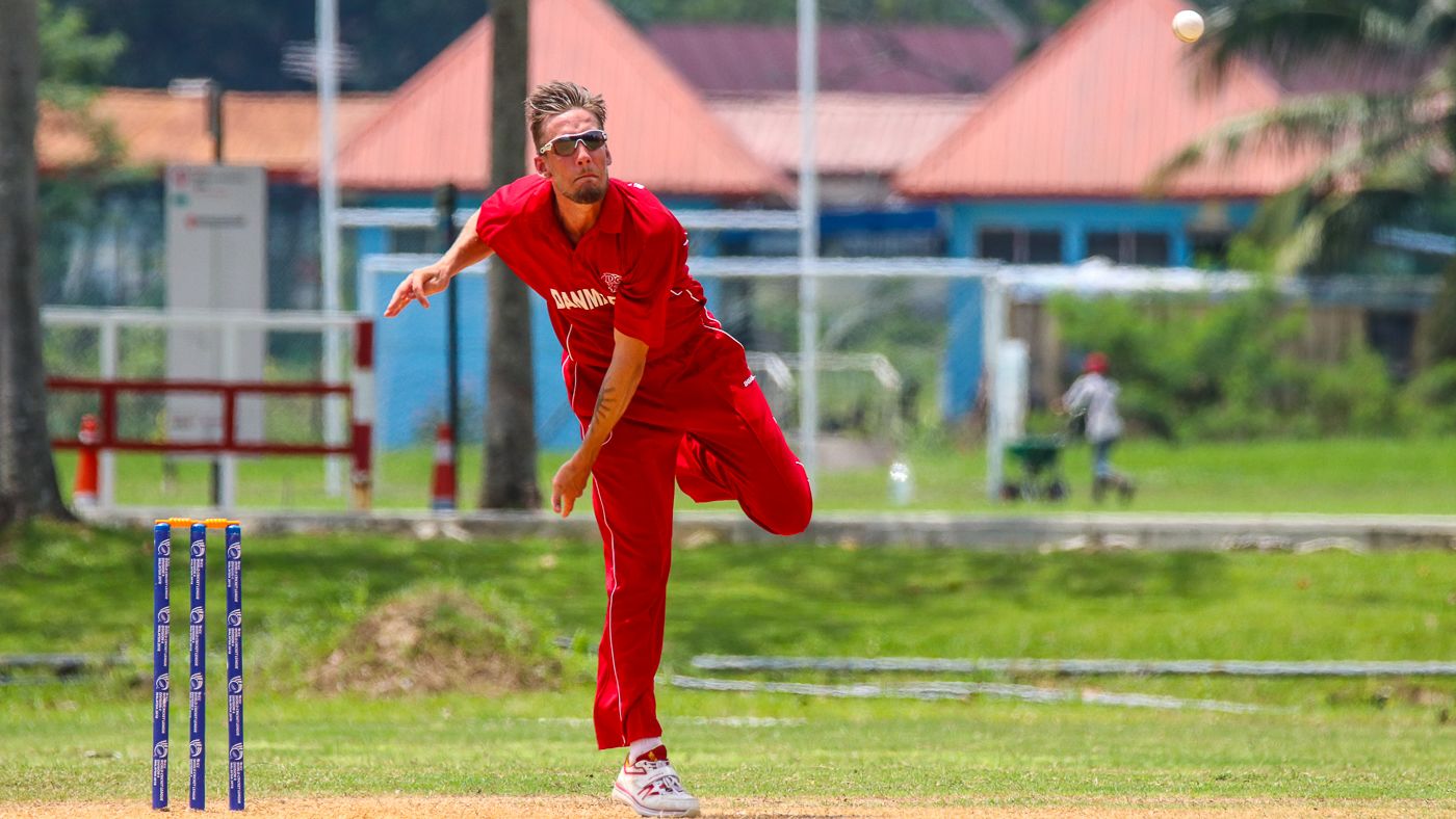 Nicolaj Laegsgaard sends down a delivery