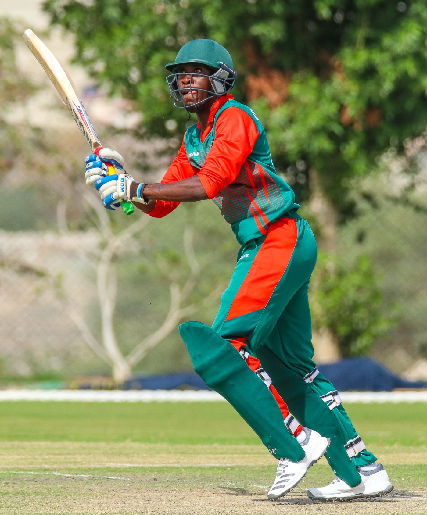 Alex Obanda flicks over mid-on for a boundary