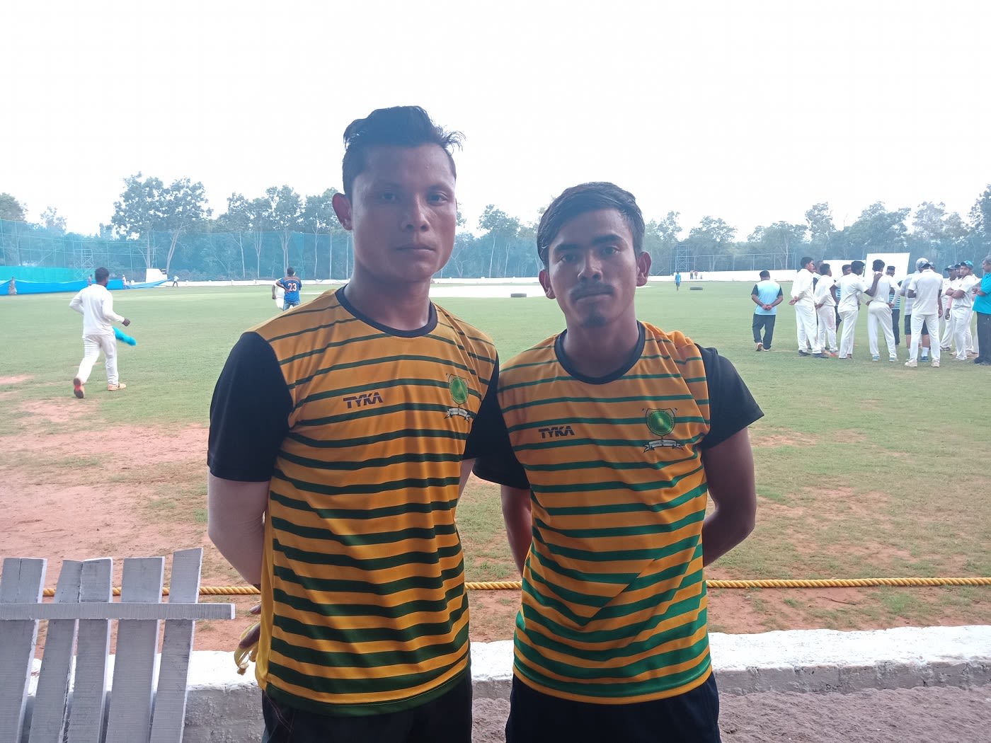 Fast bowlers Chengkam Sangma (left) and Dippu Sangma travelled hundreds of kilometres to make it to the Meghalaya team