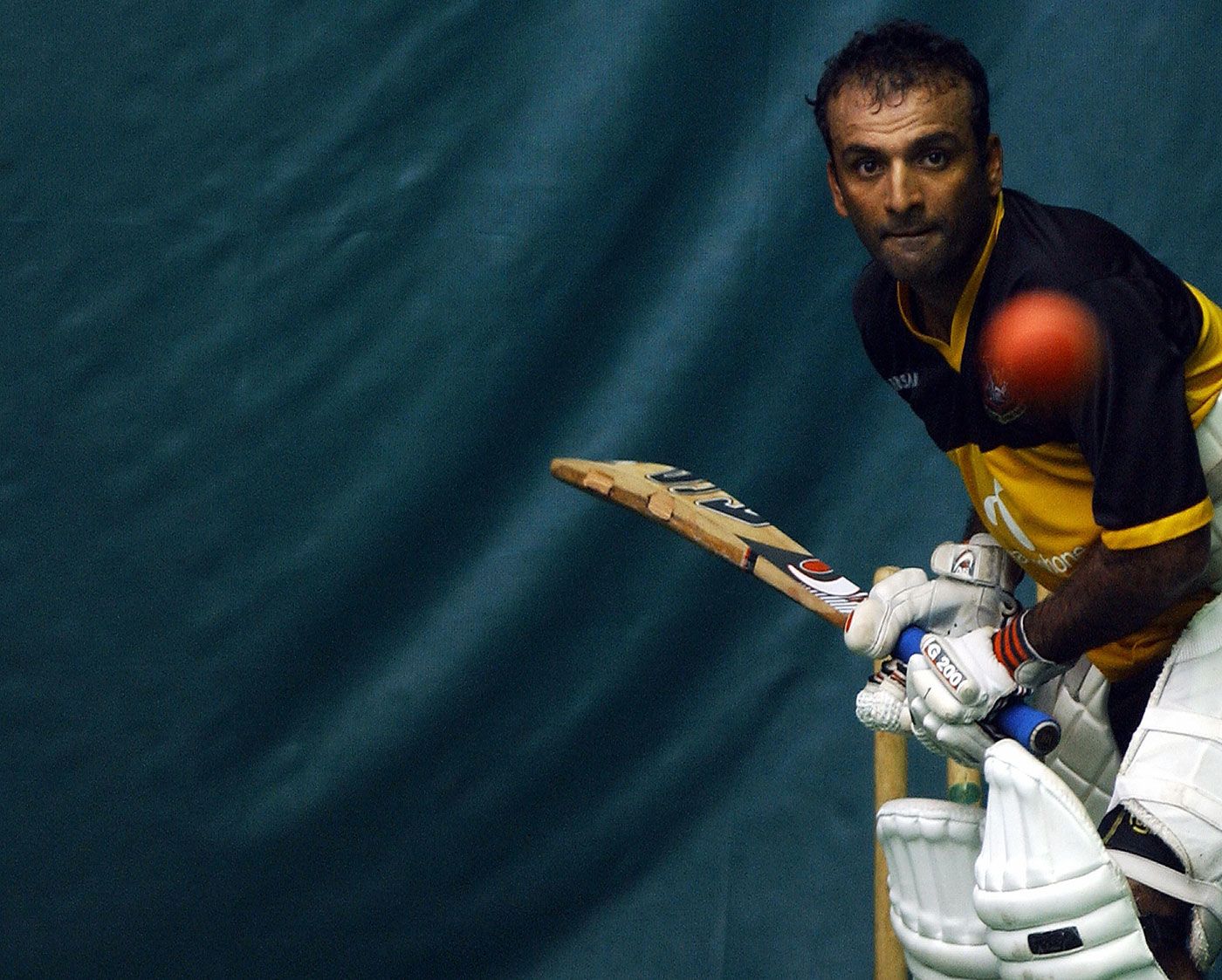Javed Omar bats in the nets