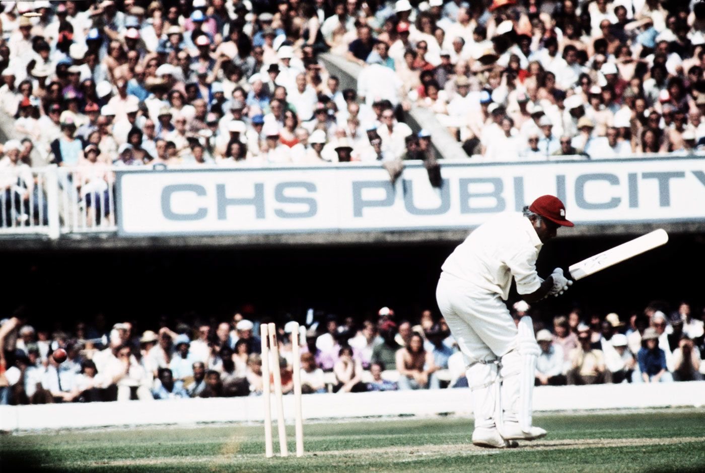Rohan Kanhai is bowled by Gary Gilmour for a 105-ball 55