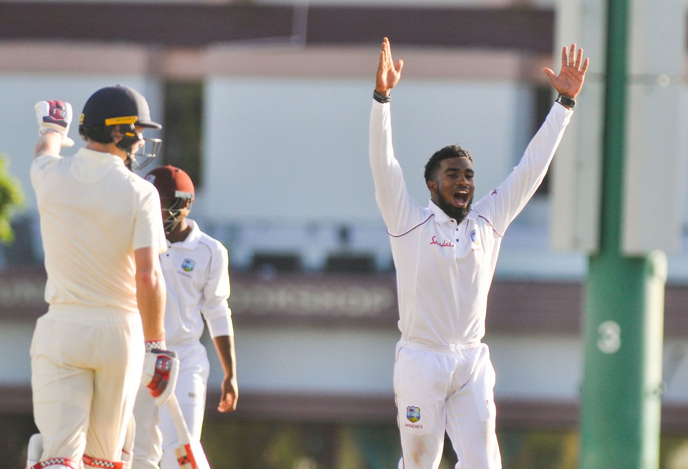 Bryan Charles appeals for a wicket