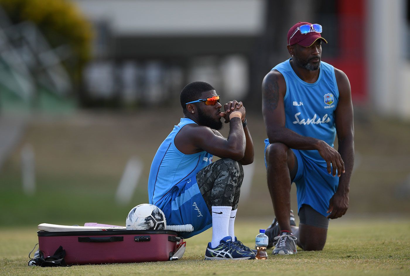 Jahmar Hamilton and Floyd Reifer during West Indies' President's XI training