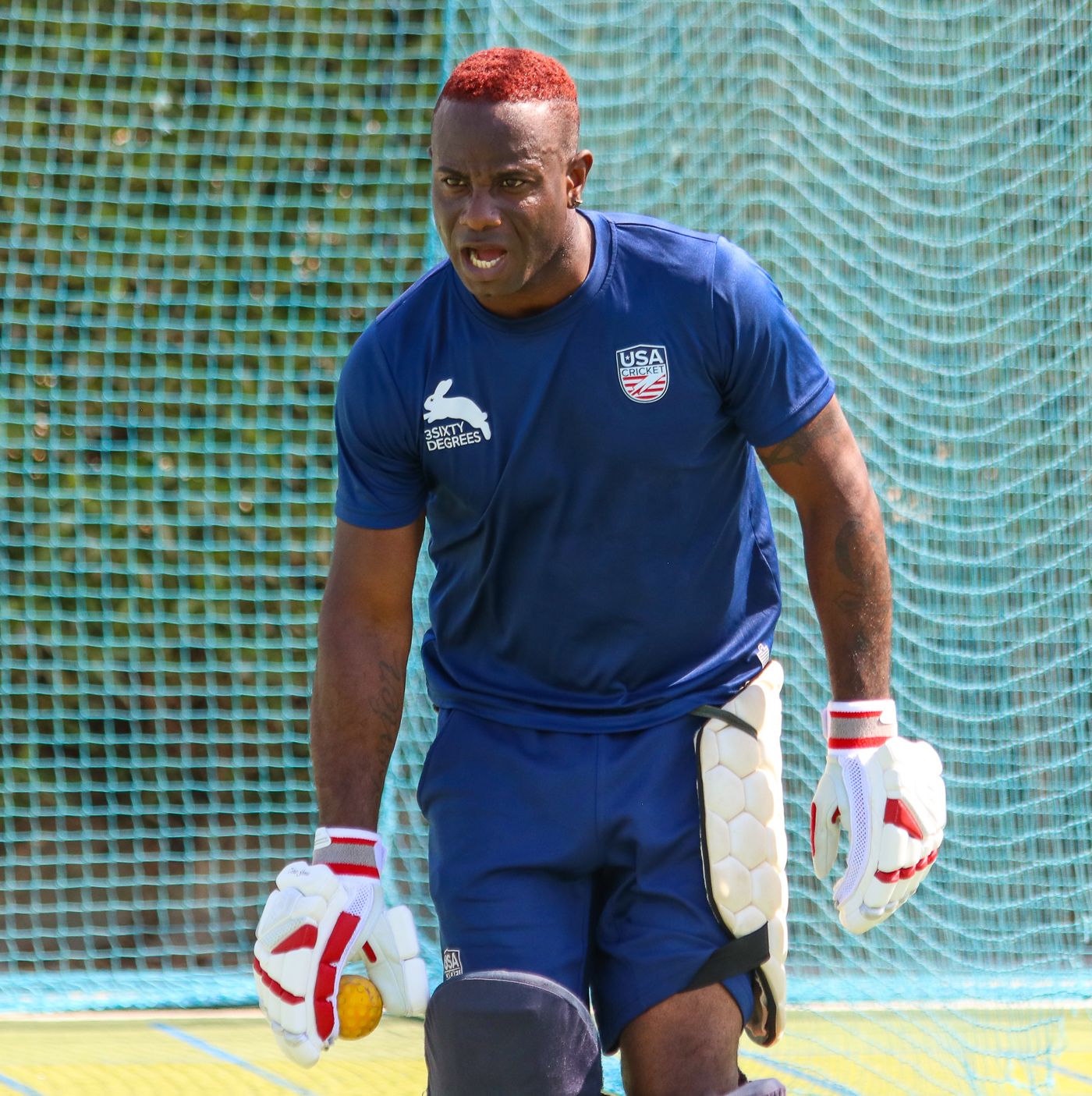 Xavier Marshall sports his dyed hair at a USA training session