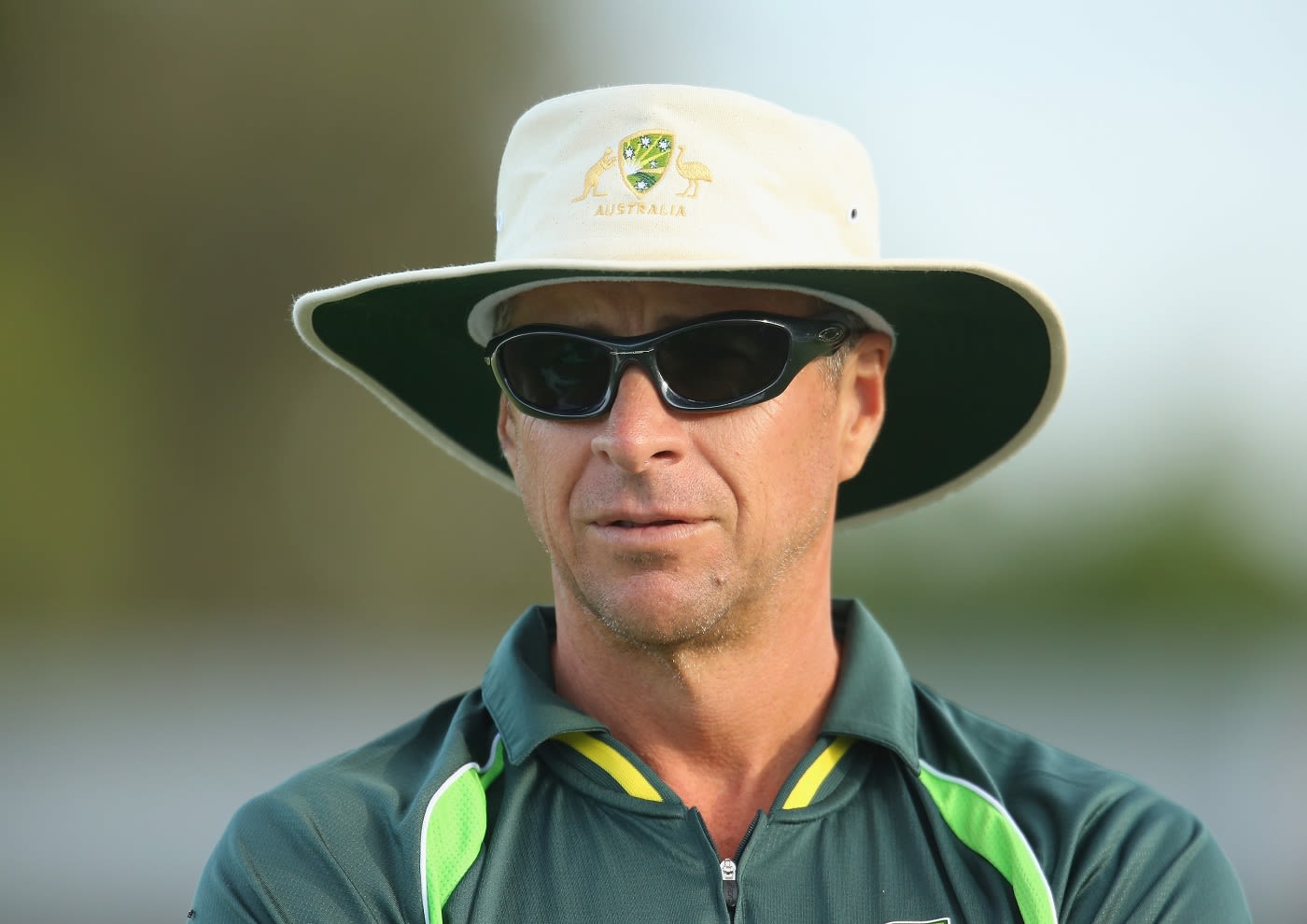 Troy Cooley watches a tour game between Cricket Australia XI and India