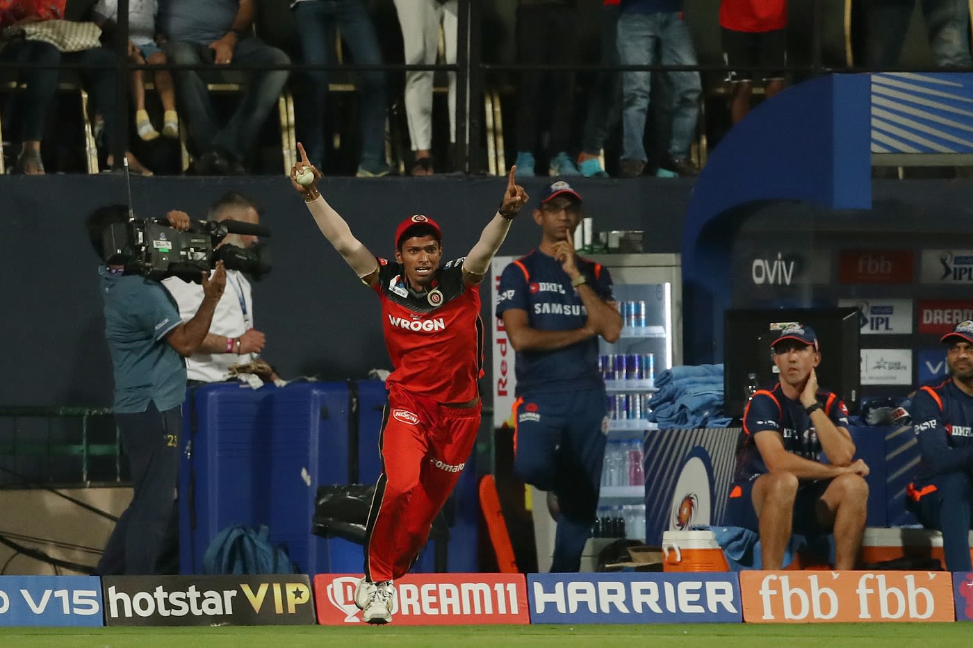 Nitin Saini is thrilled after taking a superb catch