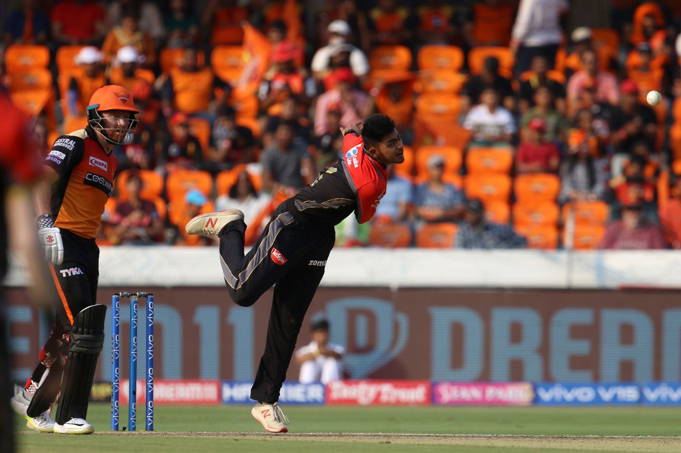 Prayas Ray Barman in his delivery stride