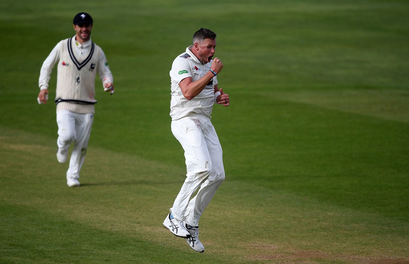 Mitch Claydon lets out a roar of celebration