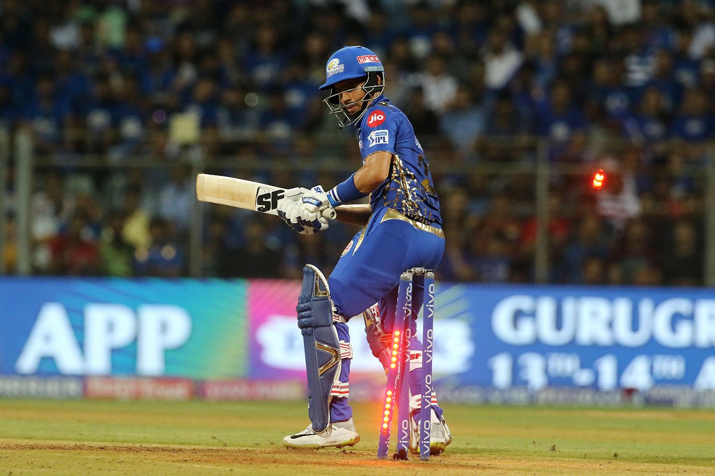 Mohammed Shami bowled Siddhesh Lad for 15 in his debut IPL innings