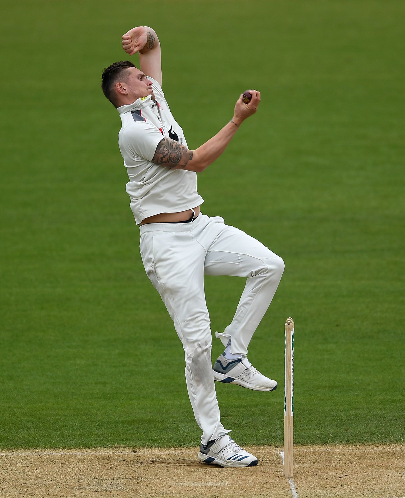 Harry Podmore arrives at the crease