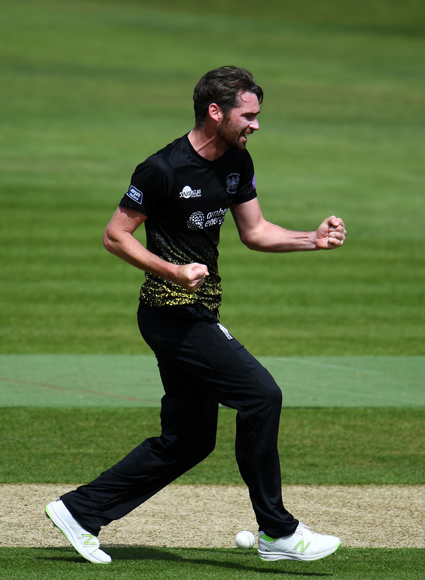Chris Liddle pumps his fists in celebration