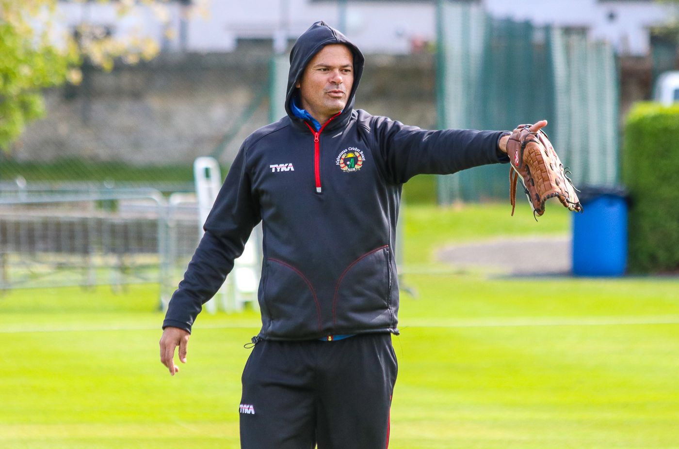 Afghanistan bowling coach Charl Langeveldt organizes his charges during training