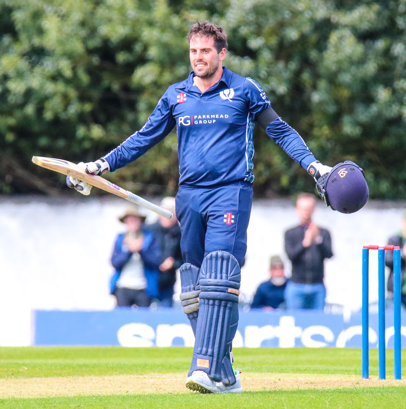 Calum MacLeod grins after reaching his second consecutive ODI century v Afghanistan